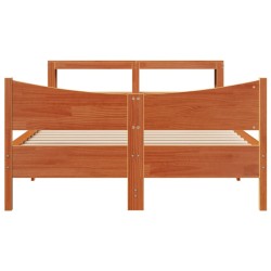 Cadre de lit et tête de lit cire marron 150x200 cm bois de pin 