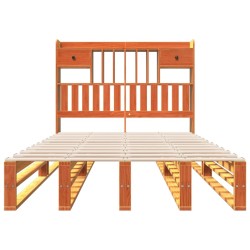 Lit bibliothèque sans matelas cire marron 120x200 cm pin massif 