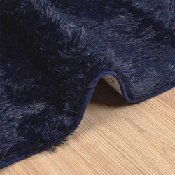 Tapis shaggy à poils longs NAVARRA bleu marine 160x160 cm 