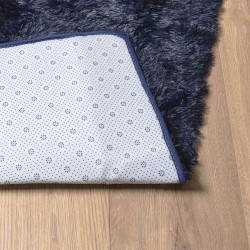 Tapis shaggy à poils longs NAVARRA bleu marine 160x160 cm 