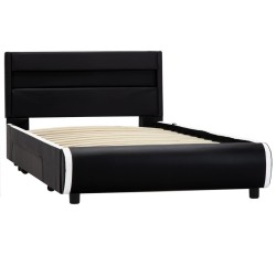 Cadre de lit avec LED Noir Similicuir 100 x 200 cm  