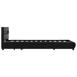 Cadre de lit avec LED Noir Similicuir 100 x 200 cm  