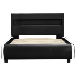 Cadre de lit avec LED Noir Similicuir 100 x 200 cm  