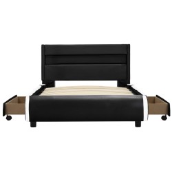 Cadre de lit avec LED Noir Similicuir 100 x 200 cm  