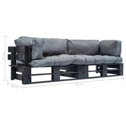 Canapés de jardin palette 2 pcs avec coussins gris Pinède 