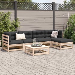 Salon de jardin 6 pcs bois de pin massif 