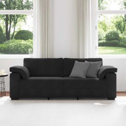 Canapé à 3 places noir 178 cm velours 