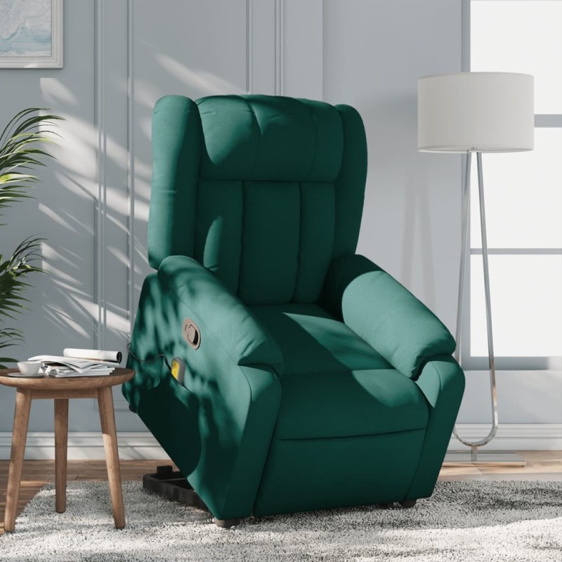 Fauteuil inclinable de massage Vert foncé Tissu 