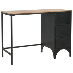 Bureau à piédestal unique Bois de sapin et acier 100x50x76 cm  