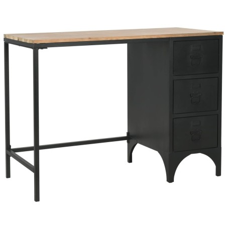 Bureau à piédestal unique Bois de sapin et acier 100x50x76 cm  