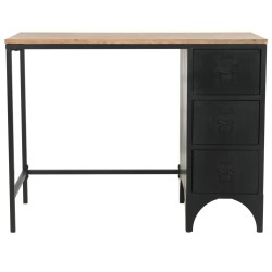 Bureau à piédestal unique Bois de sapin et acier 100x50x76 cm  