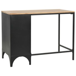 Bureau à piédestal unique Bois de sapin et acier 100x50x76 cm  
