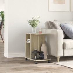 Table d'appoint avec roues chêne sonoma bois d'ingénierie 