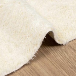 Tapis shaggy à poils longs NAVARRA crème 160x160 cm polyester 