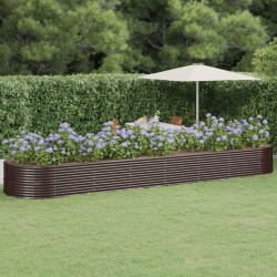 Lit surélevé de jardin Acier enduit de poudre marron 