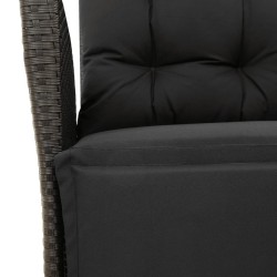 Ensemble à manger de jardin avec coussins 3 pcs Noir 
