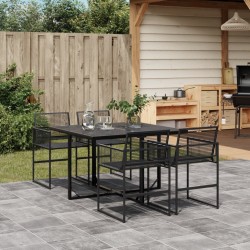 Ensemble à manger de jardin 5 pcs Noir Résine tressée 