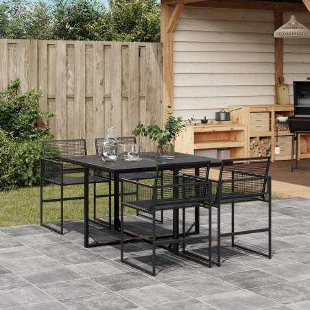 Ensemble à manger de jardin 5 pcs Noir Résine tressée 