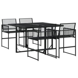 Ensemble à manger de jardin 5 pcs Noir Résine tressée 