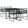 Ensemble à manger de jardin 5 pcs Noir Résine tressée 