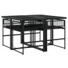 Ensemble à manger de jardin 5 pcs Noir Résine tressée 