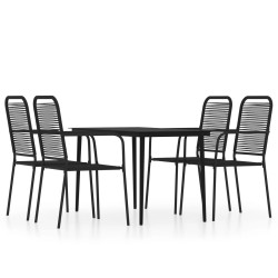 Ensemble à manger de jardin 5 pcs Noir 