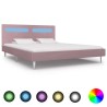 Cadre de lit avec LED sans matelas rose tissu 180x200 cm 