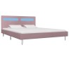 Cadre de lit avec LED sans matelas rose tissu 180x200 cm 