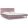 Cadre de lit avec LED sans matelas rose tissu 180x200 cm 