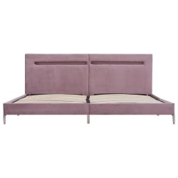 Cadre de lit avec LED sans matelas rose tissu 180x200 cm 