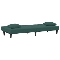 Ensemble de canapés 2 pcs avec coussins vert foncé velours 