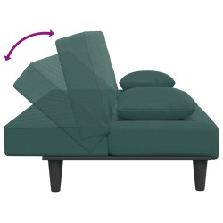 Ensemble de canapés 2 pcs avec coussins vert foncé velours 