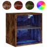 Table de chevet murale avec lumières LED chêne fumé 