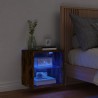 Table de chevet murale avec lumières LED chêne fumé 