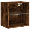 Table de chevet murale avec lumières LED chêne fumé 