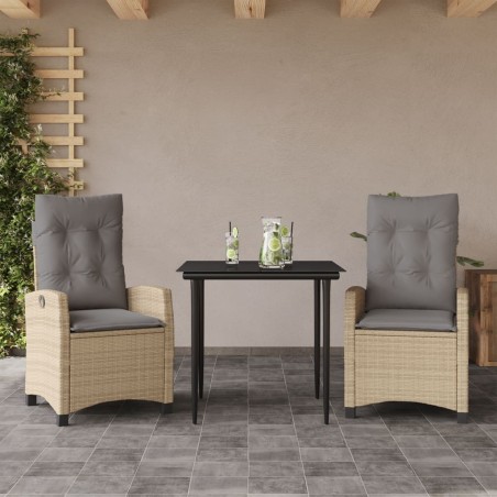 Ensemble à manger de jardin et coussins 3 pcs mélange beige 