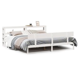 Cadre de lit sans matelas blanc 180x200 cm bois massif de pin 