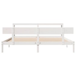 Cadre de lit sans matelas blanc 180x200 cm bois massif de pin 