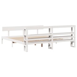 Cadre de lit sans matelas blanc 180x200 cm bois massif de pin 