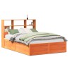 Cadre de lit sans matelas cire marron 150x200cm bois pin massif 