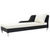 Chaise longue avec coussin Résine tressée Noir 
