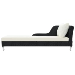 Chaise longue avec coussin Résine tressée Noir 