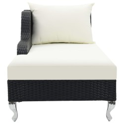 Chaise longue avec coussin Résine tressée Noir 