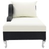 Chaise longue avec coussin Résine tressée Noir 