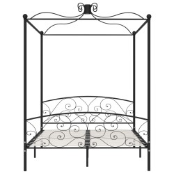 Cadre de lit à baldaquin sans matelas noir métal 180x200 cm 