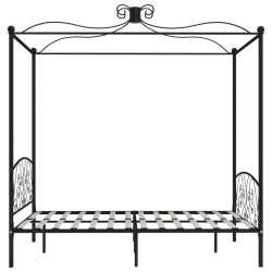 Cadre de lit à baldaquin sans matelas noir métal 180x200 cm 