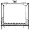 Cadre de lit à baldaquin sans matelas noir métal 180x200 cm 