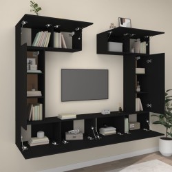Ensemble de meubles TV 6 pcs Noir Bois d'ingénierie 