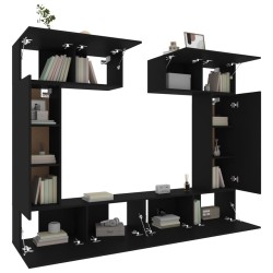 Ensemble de meubles TV 6 pcs Noir Bois d'ingénierie 