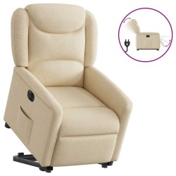 Fauteuil inclinable électrique crème tissu 
